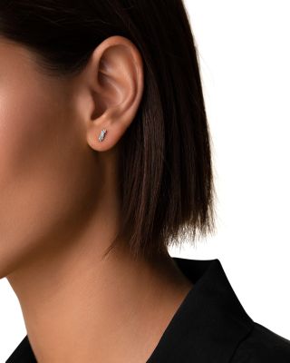 Classic Mixed Diamond Stud Earrings in 18K White Gold, 0.09 tcw 