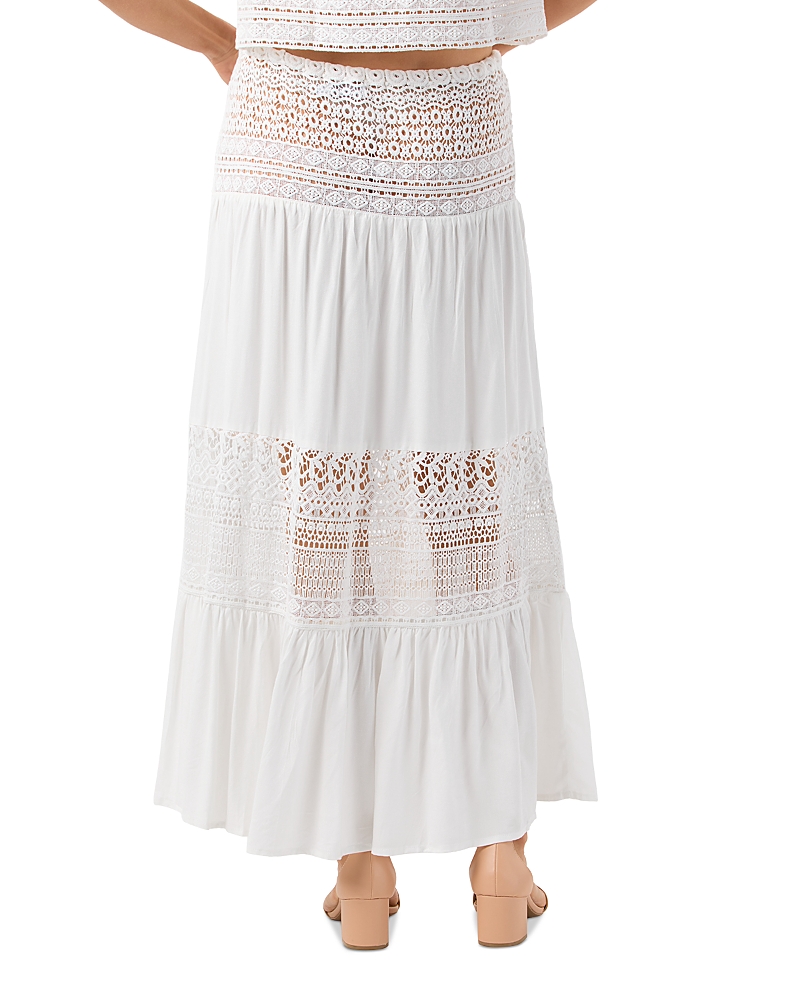 Tiare Hawaii Breezy Tiered Swim Cover-up Skirt In White