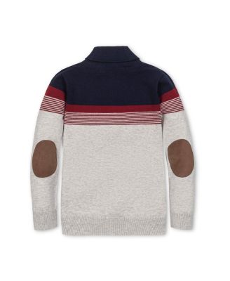  Unisex Organic Long Sleeve Striped Shawl Collar Sweater