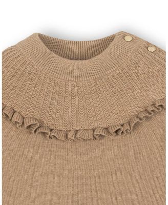 Girls' Organic Long Sleeve Mock Neck Sweater with Ruffle - Big Kid