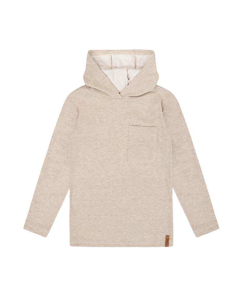 Deux Par Deux Long Sleeve Super Soft Brushed Jersey Hooded Tee Heather In Neutral