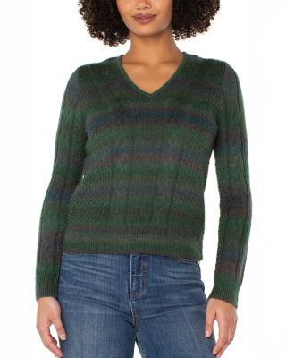 V Neck Cable Knit Sweater