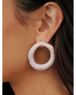 Pav&eacute; Open Circle Drop Earrings