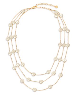 Imitation Pearl Coin Layered Collar Necklace, 15"-18"