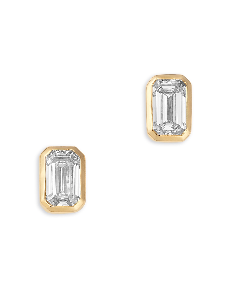 Bloomingdale's Fine Collection Luxe Collection Certified Lab Grown Diamond Emerald Bezel Stud Earrings In 14k Yellow Gold, 0.75 Tcw In Gold
