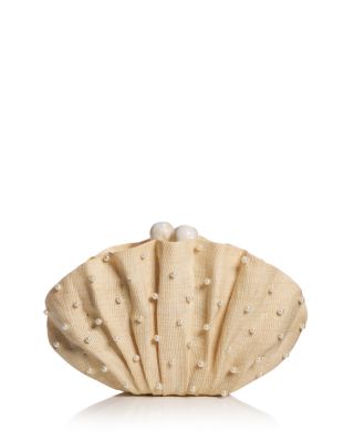 Folded Clutch With Faux Pearl Embroidery