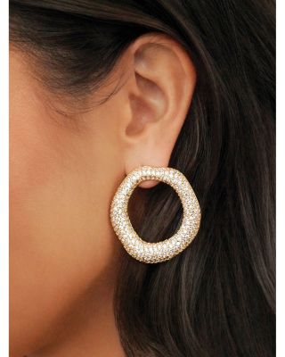 Pav&eacute; Open Circle Drop Earrings