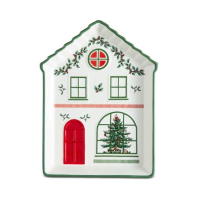 Christmas Tree Christmas Village Green Tidbit Tray