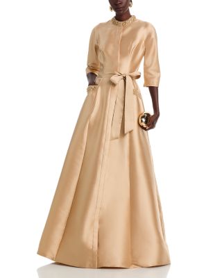 Mikado Bead Collar Gown