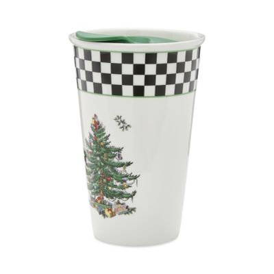 Christmas Tree Black &amp; White Travel Mug
