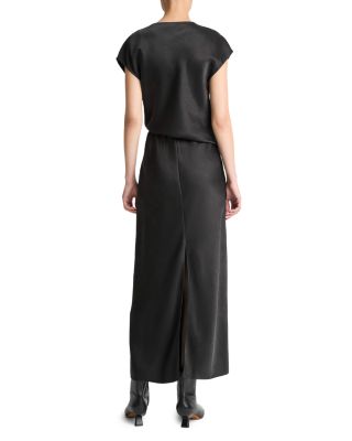 Draped Cap Sleeve Maxi Dress