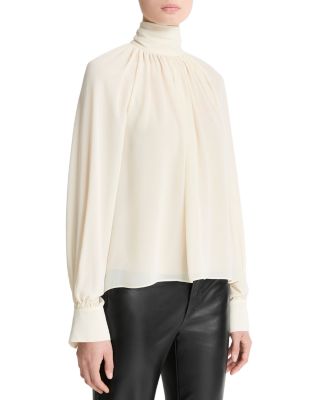 Gathered Mock Neck Blouse