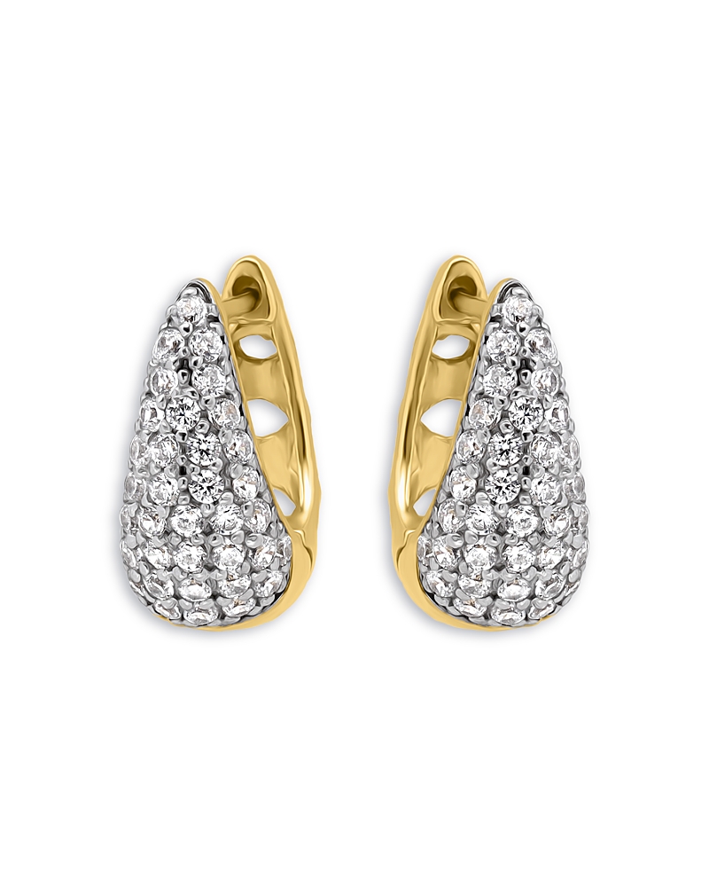 Aqua Cubic Zirconia Huggie Hoop Earrings Exclusive In Gold