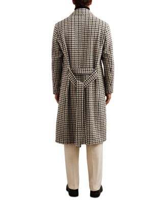 Solesto Wool Dogtooth Check Regular Fit Double Breasted Overcoat