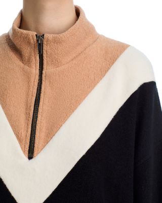 Color Blocked Mock Neck Quarter Zip Top