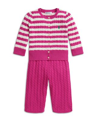 Girls' Mini Cable Cotton Cardigan & Pant Set - Baby