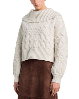 Maureen Cowl Neck Mixed Cable Knit Pullover Sweater