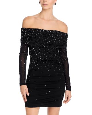 Off-the-Shoulder Embellished Mini Dress - Exclusive