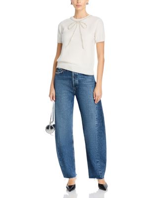 Embellished Bow Short Sleeve Sweater - Exclusive