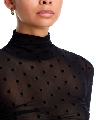 Polka Dot Mesh Mock Neck Bodysuit - Exclusive