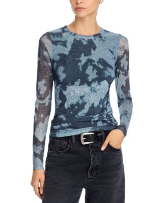 Yana Printed Mesh Long Sleeve Tee