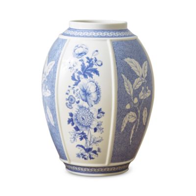Blue Italian British Flowers Vase, 10&amp;quot;