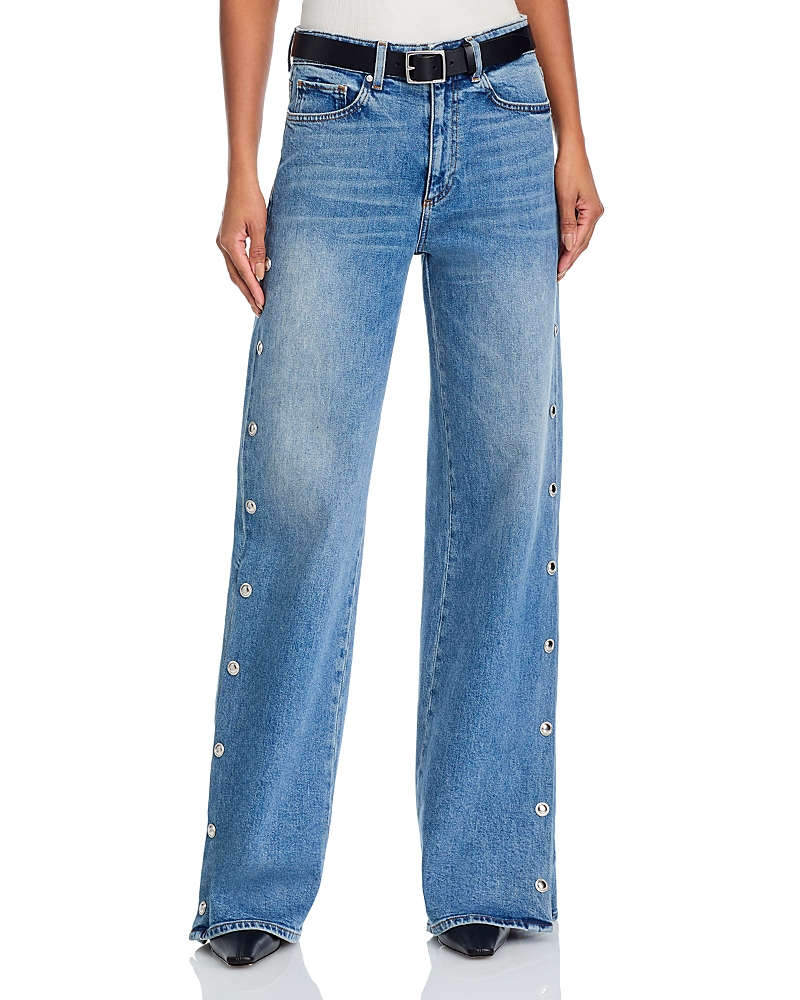 Paige Sasha High Rise Wide Leg Jeans with Side Snaps