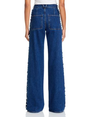 Kasey Mid Rise Wide Leg Jeans in Stoned Bright Blue