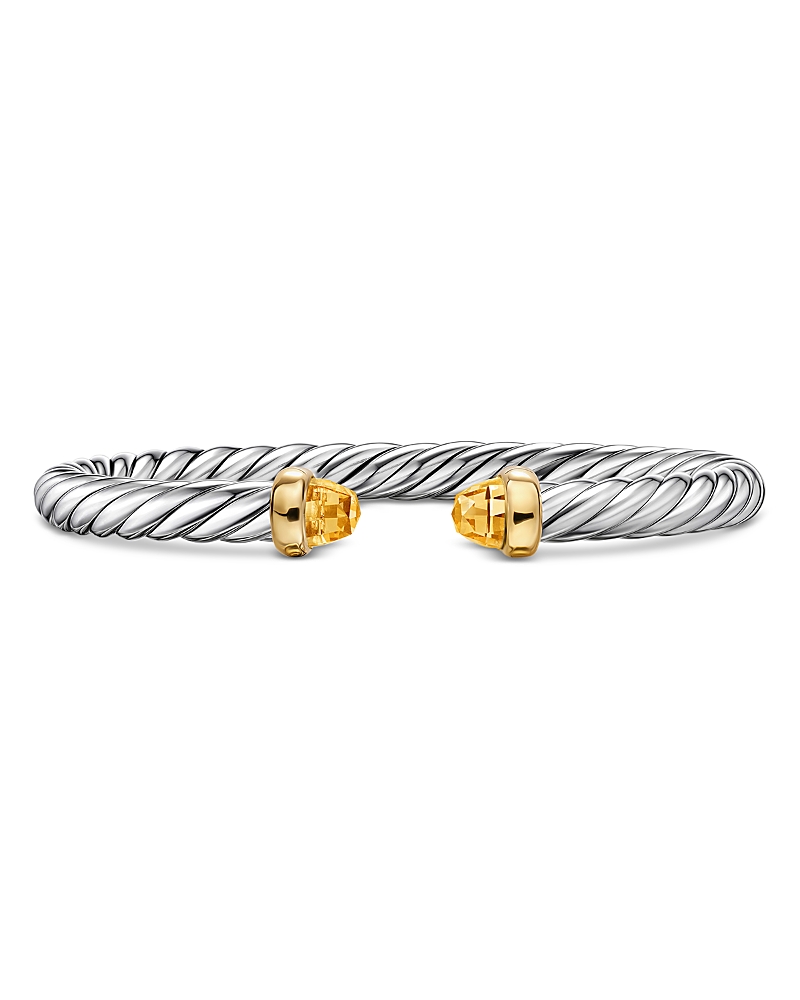 David Yurman Cable Flex Bracelet in Sterling Silver with 14K Yellow Gold and Citrine, 6mm