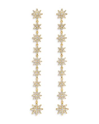Starburst Drop Earrings in 18K Yellow Gold with Diamonds, 70.9mm