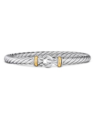 Cable Flex&reg; Buckle Bracelet in Sterling Silver with 14K Yellow Gold, 6mm