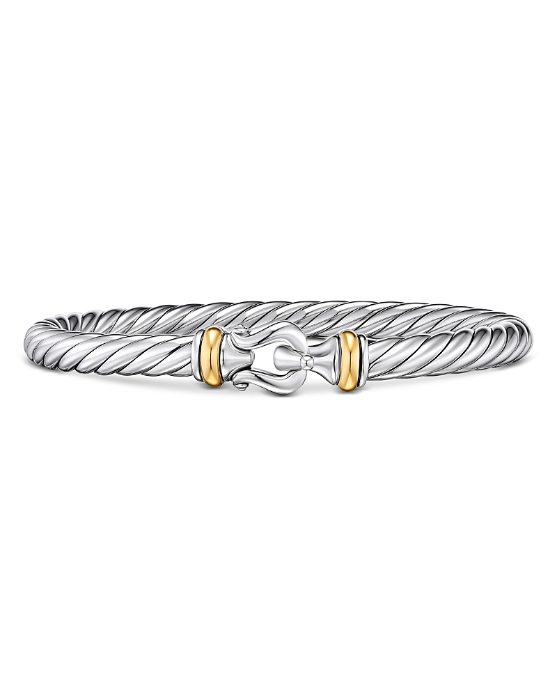David Yurman Cable Flex Buckle Bracelet in Sterling Silver with 14K Yellow Gold, 6mm