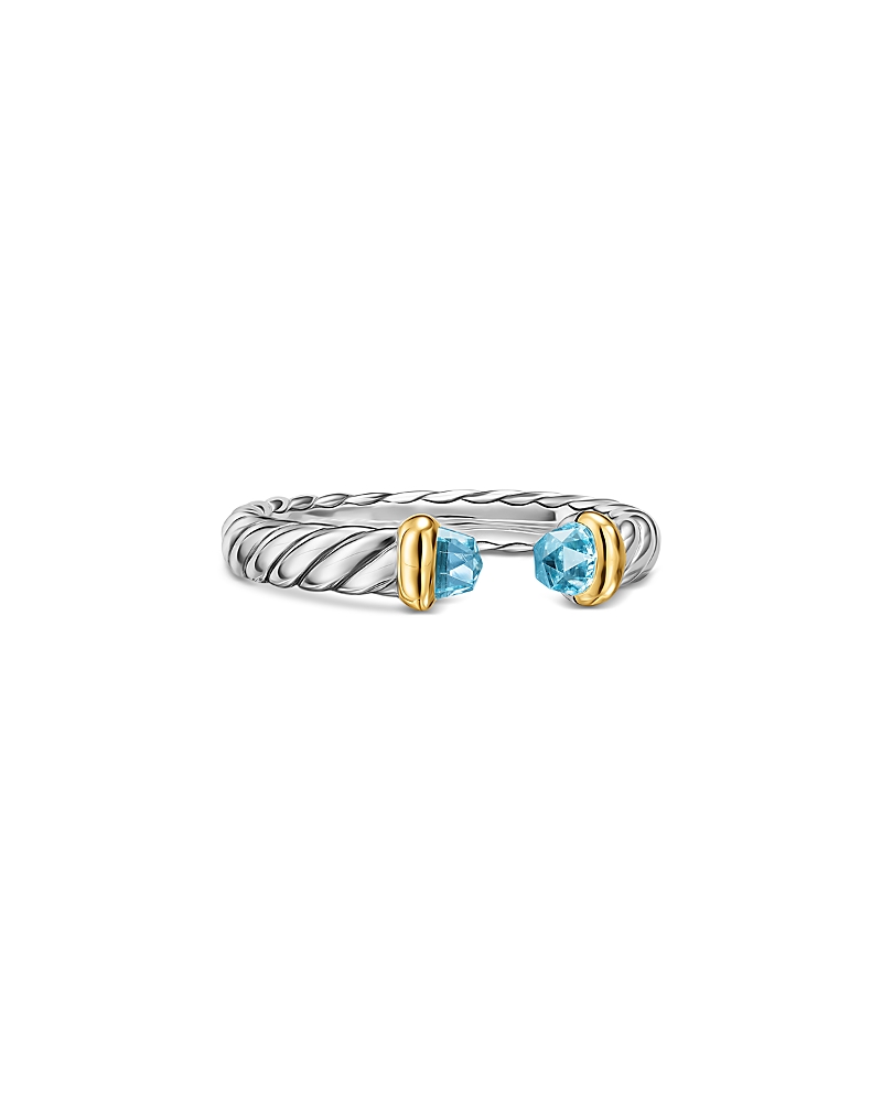 David Yurman Petite Cable Open Ring in Sterling Silver with 14K Yellow Gold, 3.4mm