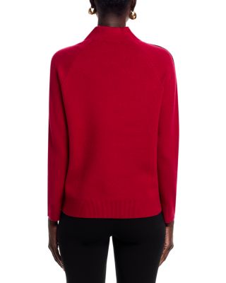 Long Sleeve Funnel Neck Contrast Tubular Sweater