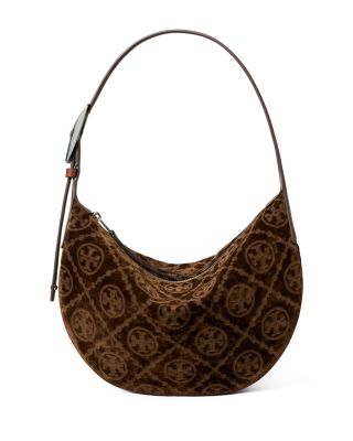T Monogram Small Flocked Shoulder Bag