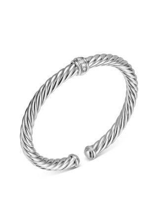Cable Flex&reg; Center Station Bracelet in Sterling Silver with Diamonds, 6mm