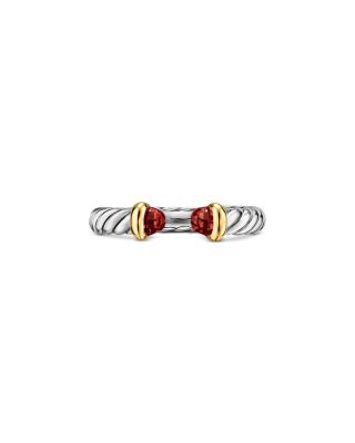 Petite Cable Open Ring in Sterling Silver with 14K Yellow Gold, 3.4mm