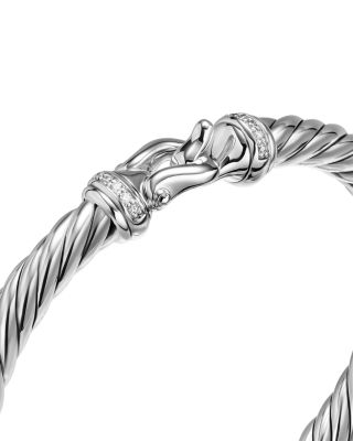 Cable Flex&reg; Buckle Bracelet in Sterling Silver with Diamonds, 6mm