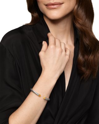 Cable Flex&reg; Bracelet in Sterling Silver with 14K Yellow Gold and Citrine, 6mm