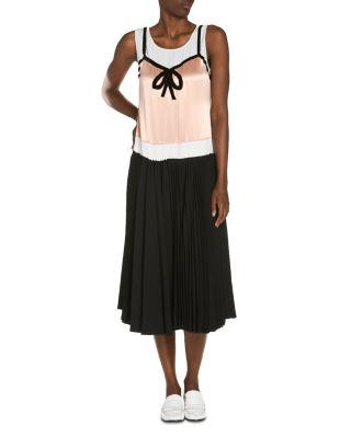 Crepe Envers Satin Multimaterial Trope Oil Midi Dress