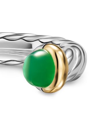 Petite Cable Open Ring in Sterling Silver with 14K Yellow Gold, 3.4mm