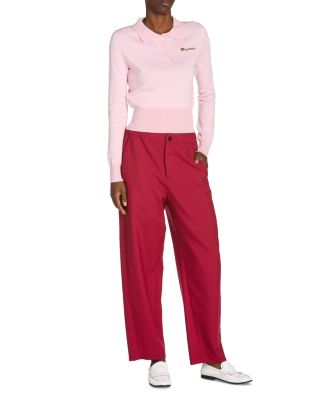 Wool Silk Check Polo Sweater