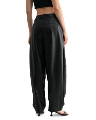 High Rise Faux Leather Pleat Pants