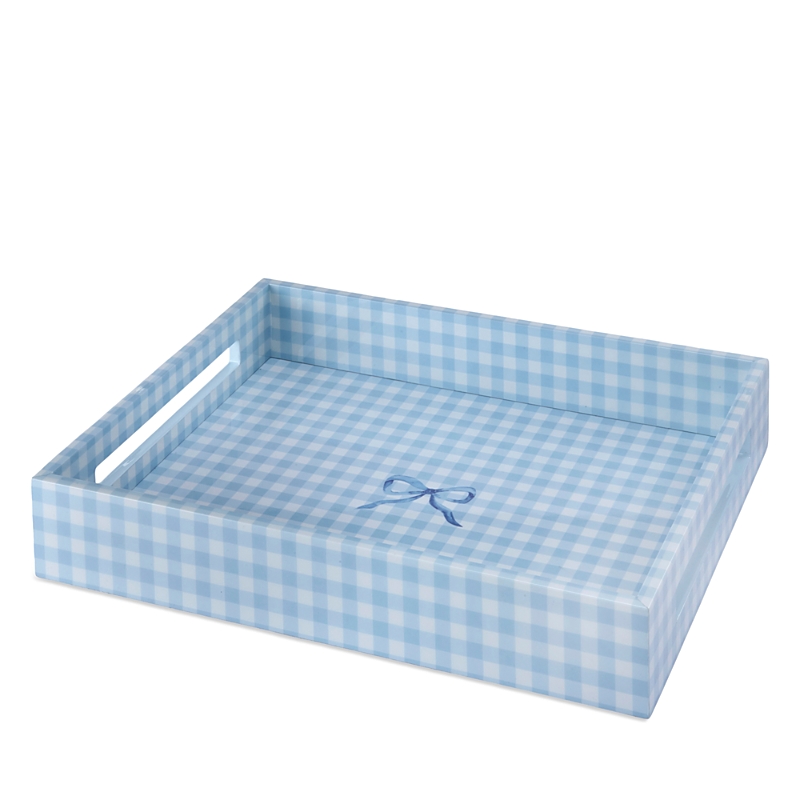 Addison Ross Blue Medium Gingham Tray In Blue