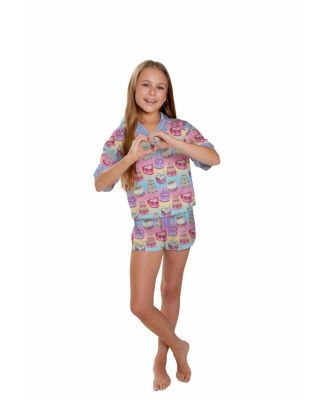 Girls' It's My Party Silky Short Sleeve Shorts Set-Little Kid, Big Kid