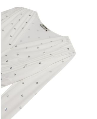  Embellished V-Neck Long Sleeve Top