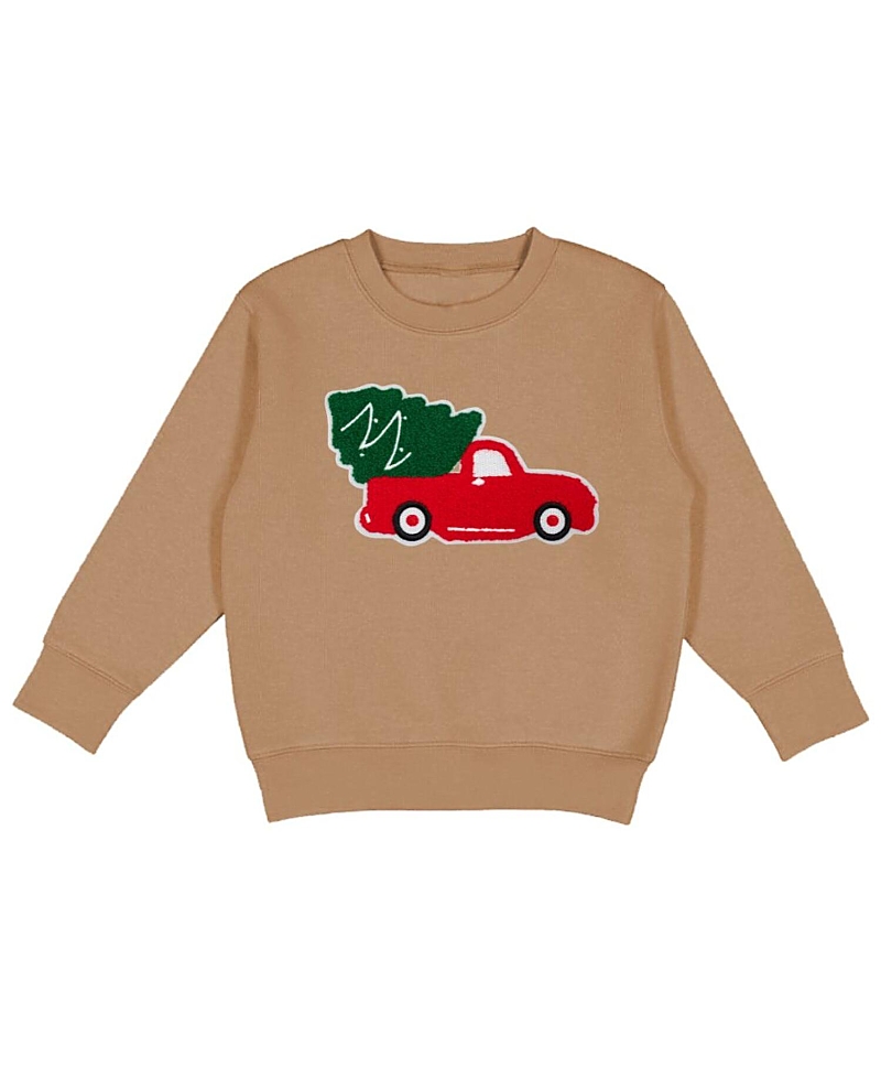 Sweet Wink Christmas Truck Patch Sweatshirt In Brown