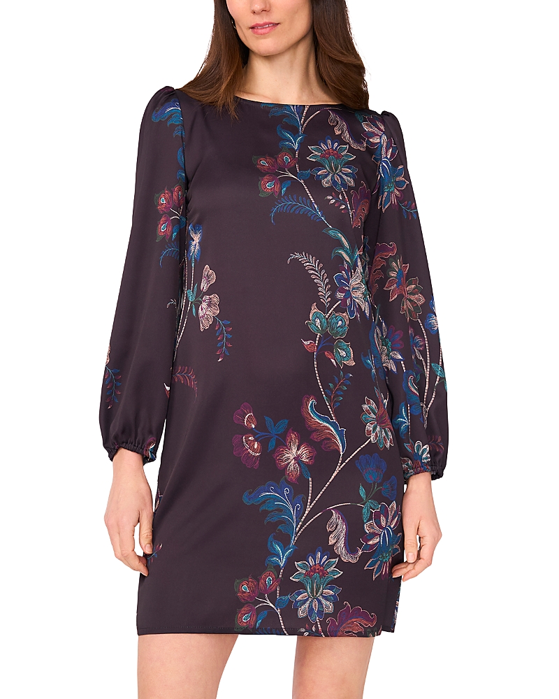 Vince Camuto Long Sleeve Satin Shift Dress In Blue