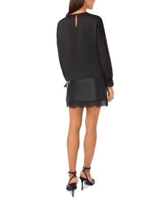 Lace Yoke Ruffled Cuff Top