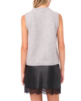 Rhinestone Neck Sleeveless Sweater
